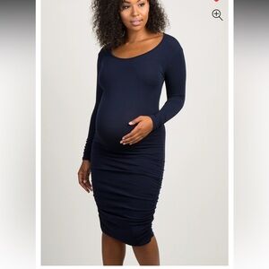 NWT pink blush maternity navy blue dress.